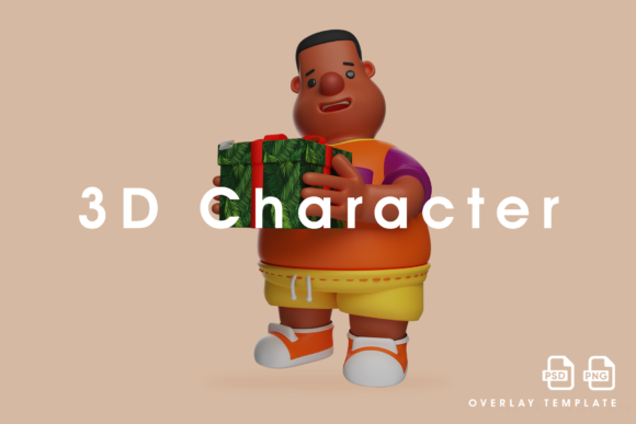 3D Big Boy Cartoon Design Having a Gift