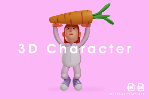 3D Bunny Girl Cartoon Design Feel Tired