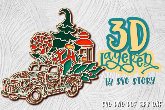 3D Christmas Truck Layered Design SVG for Creative and Practical Use