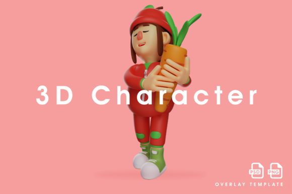 3D Fruit Girl Cartoon Design with Carrot