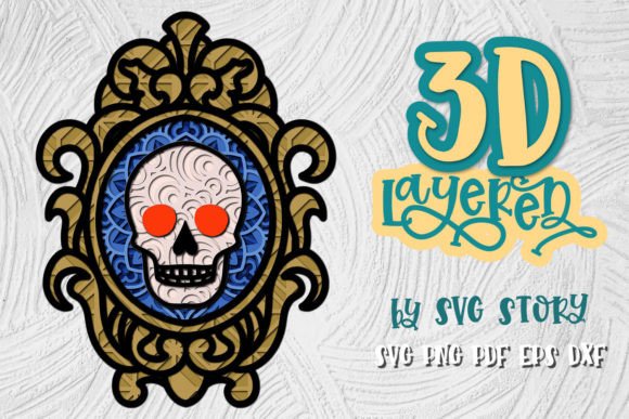 3D Layered Skull Halloween Design SVG