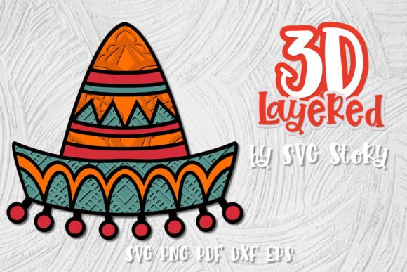 3D Sombrero SVG Layered Design