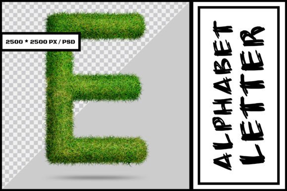 Alphabet Letter E with Grass Style