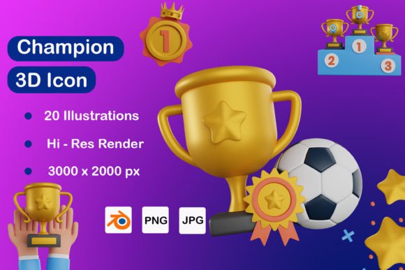 Bundle of Champion 3D Icon Pack: A Versatile Resource for Designers and Developers