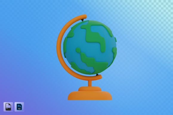 Exploring the World Through Table Globe 3D Illustration