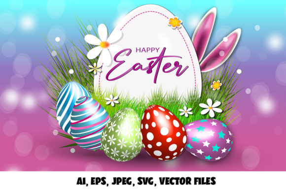 Happy Easter Design Template with 3D Egg