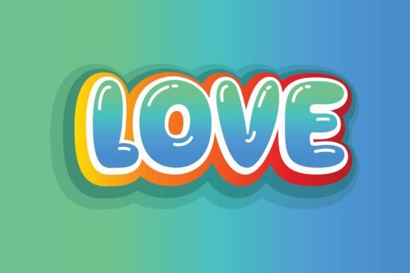 Love 3d Text. Letter Logo Design