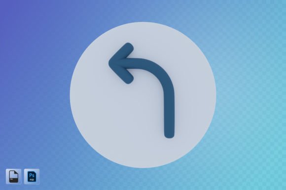 Turn Left Arrow 3D Illustration